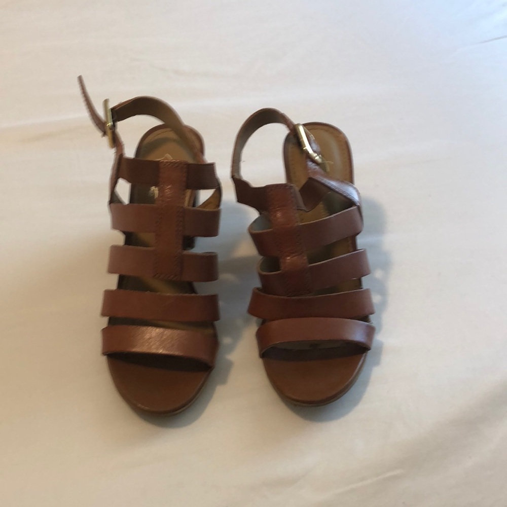 Franco Sarto tan sandal block heels